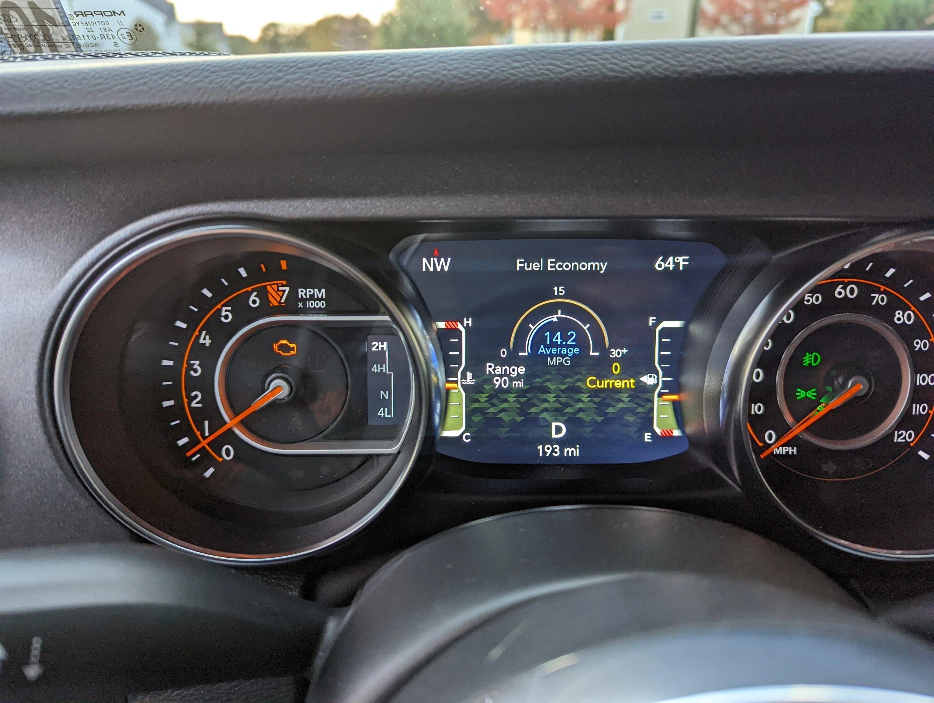 Jeep Gladiator Record for earliest or first CEL PXL_20221026_215101033