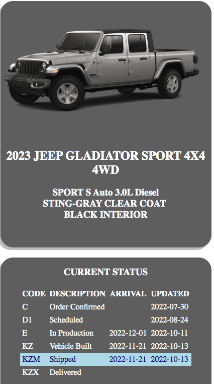 Jeep Gladiator 2023 Jeep Gladiator Order…What step are you in? Screen Shot 2022-10-27 at 9.15.43 AM