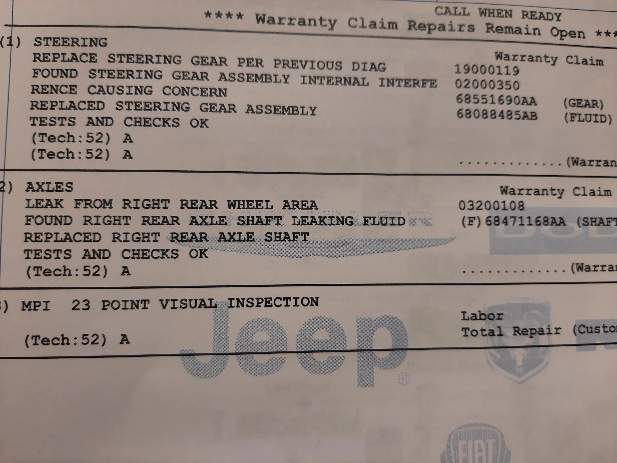 Jeep Gladiator New JT Gladiator Steering Issue TSB 08-074-20 (for "Improved Steering Feel") steering issu
