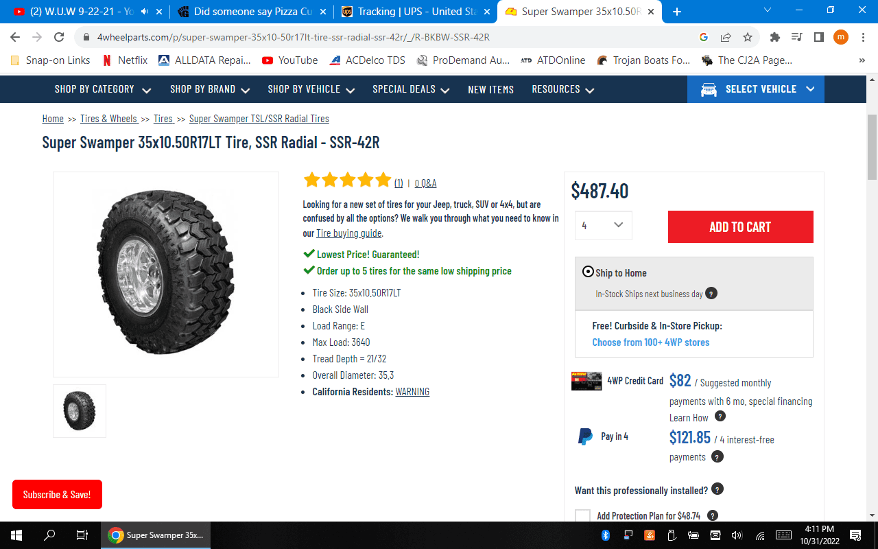 Jeep Gladiator Pizza Cutters - 35X10R17 Skinny Tires installed 1667247126971