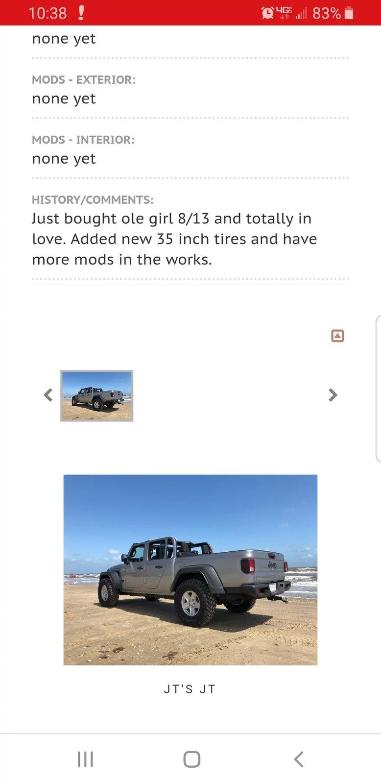 Jeep Gladiator bigger tires on unlifted Sport S Screenshot_20190821-103831_Chrom