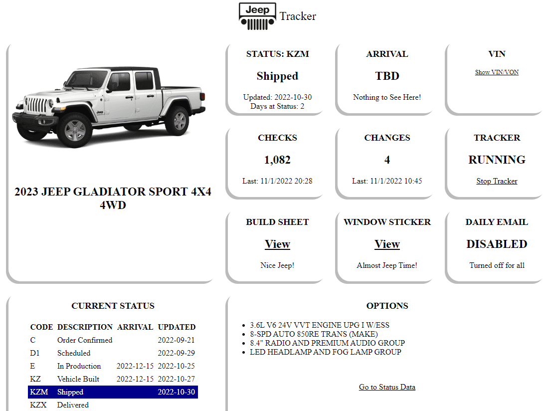 Jeep Gladiator 2023 Jeep Gladiator Order…What step are you in? 223JTShipped