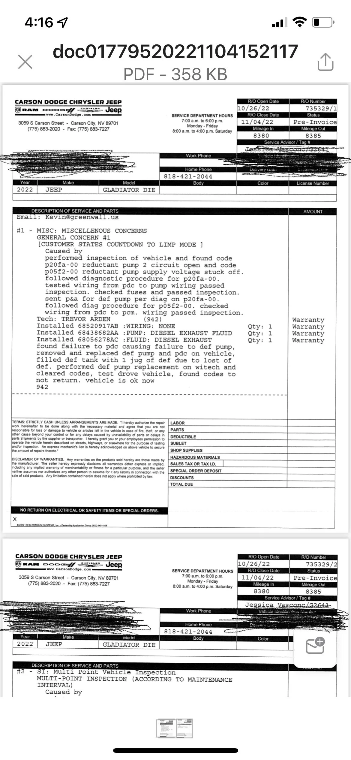 Jeep Gladiator So getting jeep back from dealer after DEF replace 0C20F66F-1580-42EF-9C6D-F9D5E13C5986