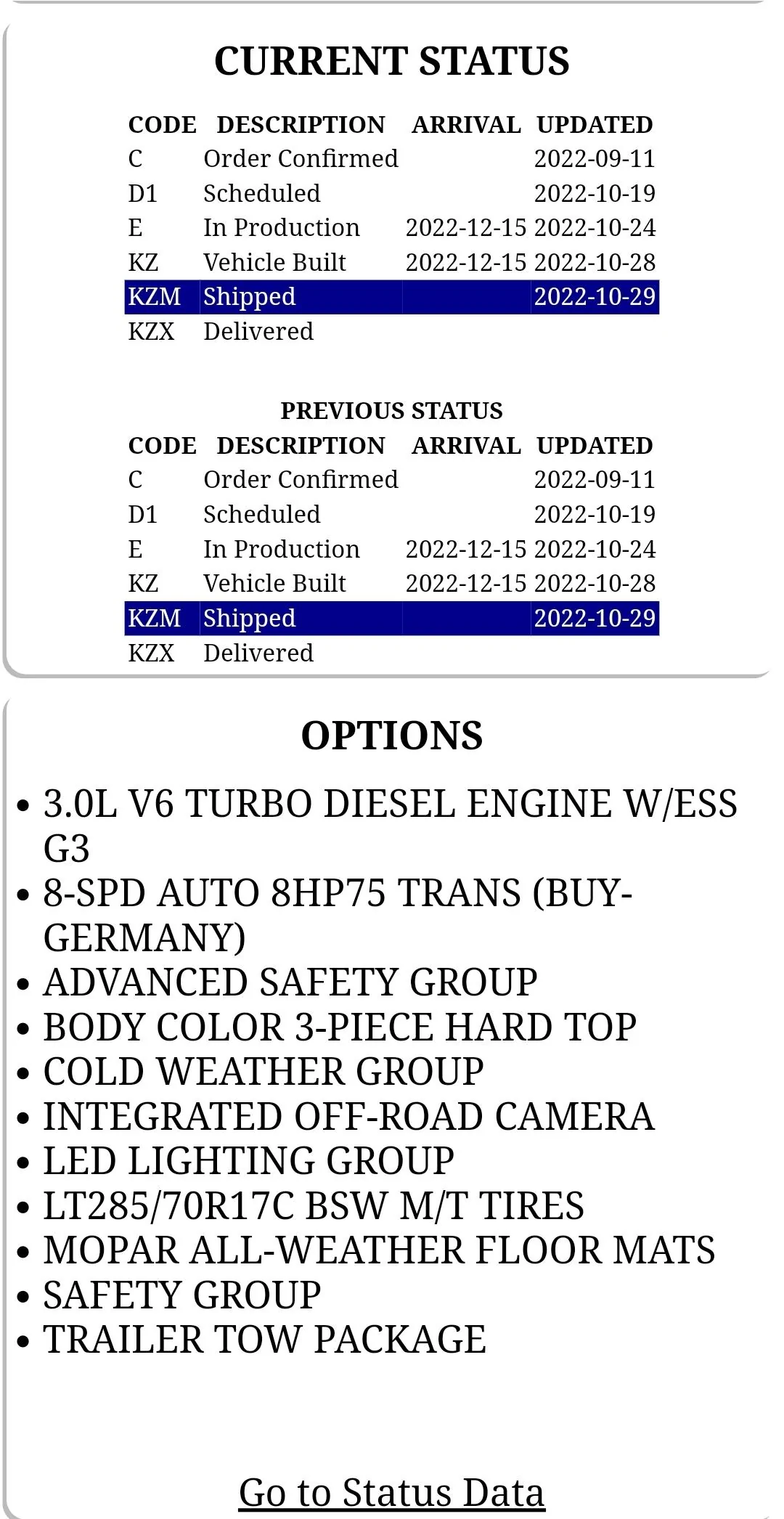 Jeep Gladiator 2023 Jeep Gladiator Order…What step are you in? Screenshot_20221106_015004