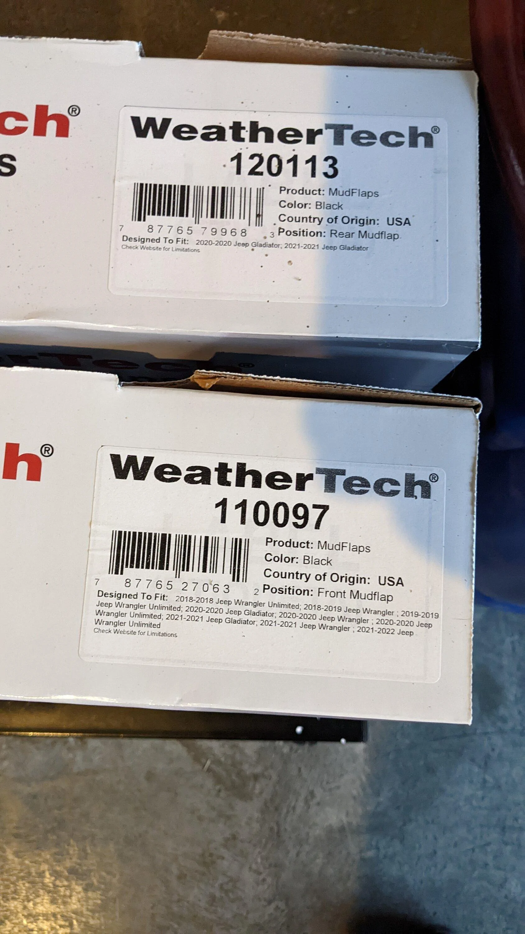 Jeep Gladiator New In Box - Weathertech Mud Flaps PXL_20221014_230556807.MP