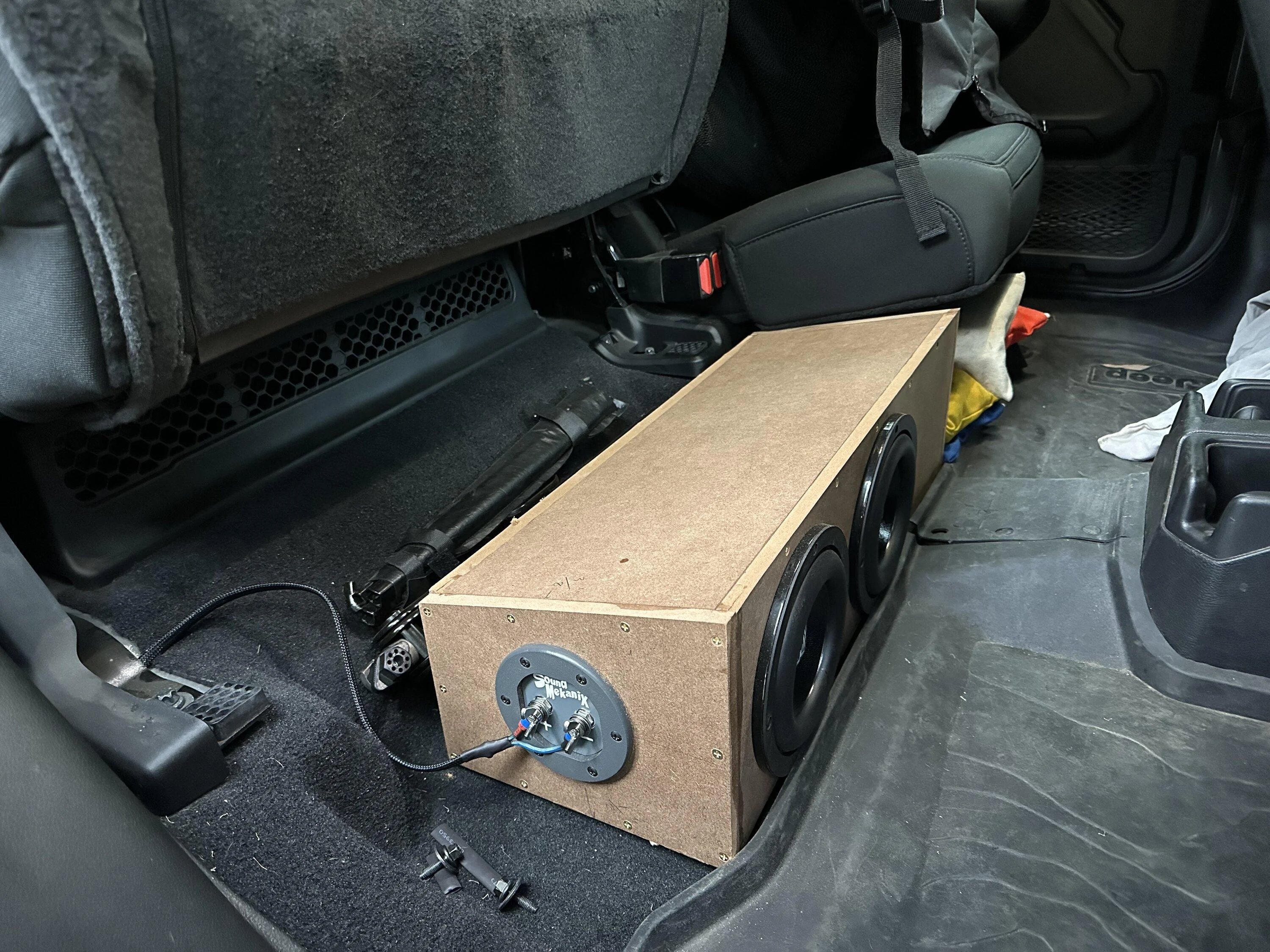 Jeep Gladiator Underseat Dual 6.5” sub install E69E5C25-3027-431C-94B0-7B93B89A86E6