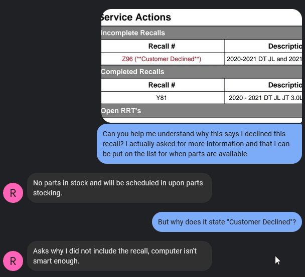 Jeep Gladiator Z96 Recall - "Customer Declined" 1668021087616