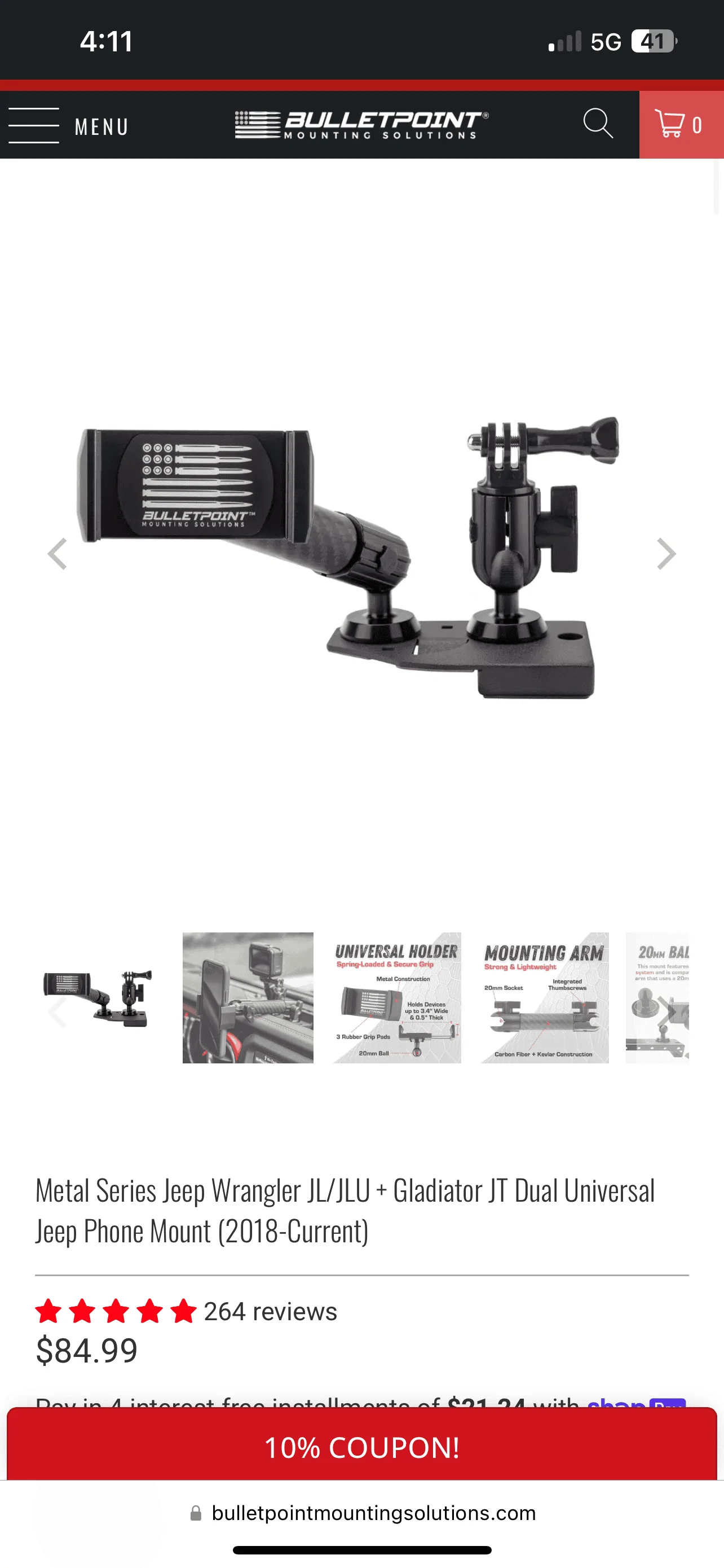 Jeep Gladiator Bulletpoint Phone Mount Base w/ 2 Mounting Balls $25 Mount1