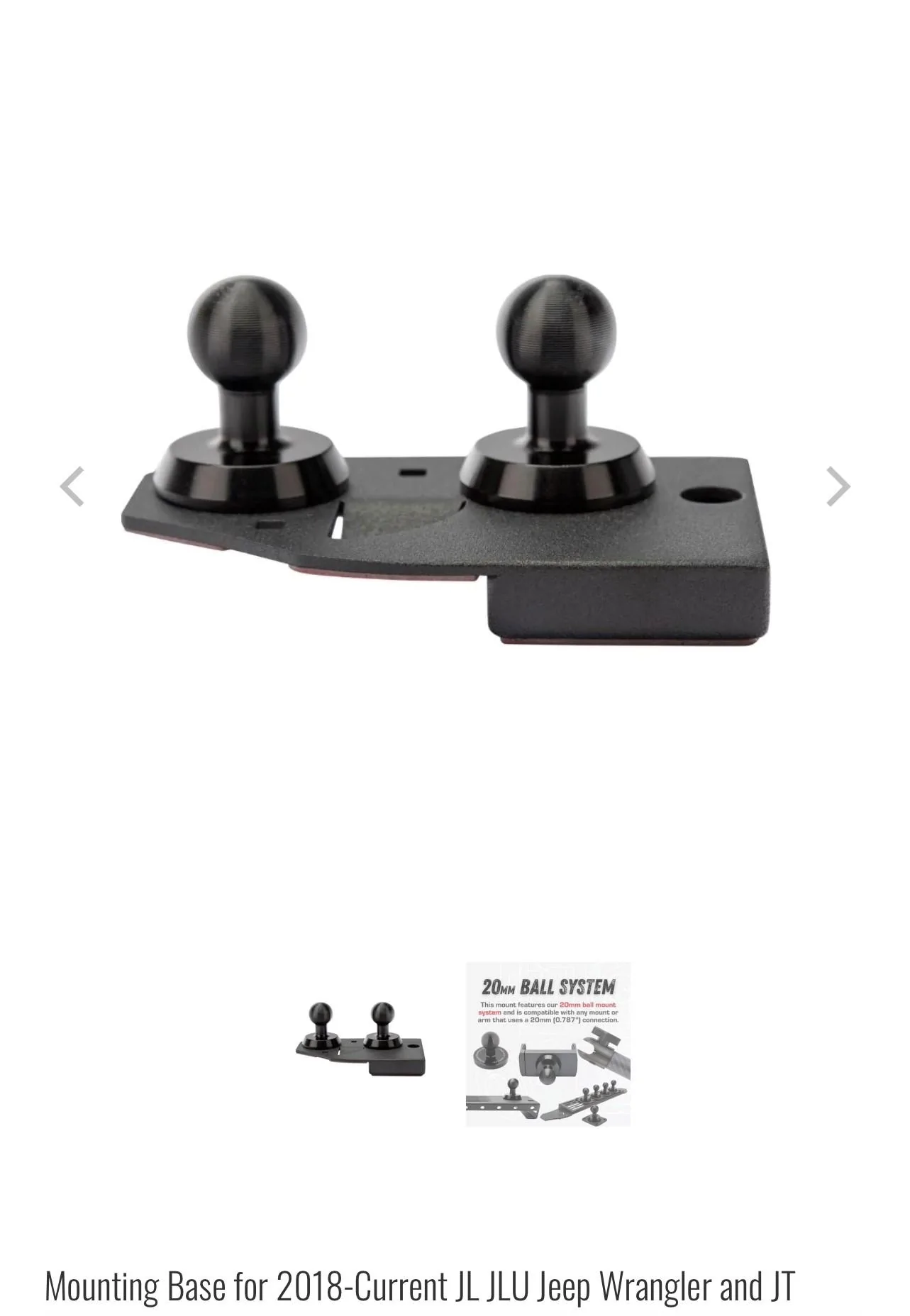 Jeep Gladiator Bulletpoint Phone Mount Base w/ 2 Mounting Balls $25 Mount2
