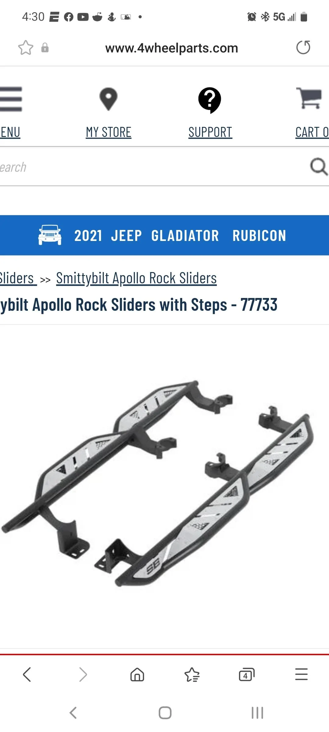 Jeep Gladiator Installed: Smittybilt Apollo Slider/steps Screenshot_20221117-163036_Samsung Internet