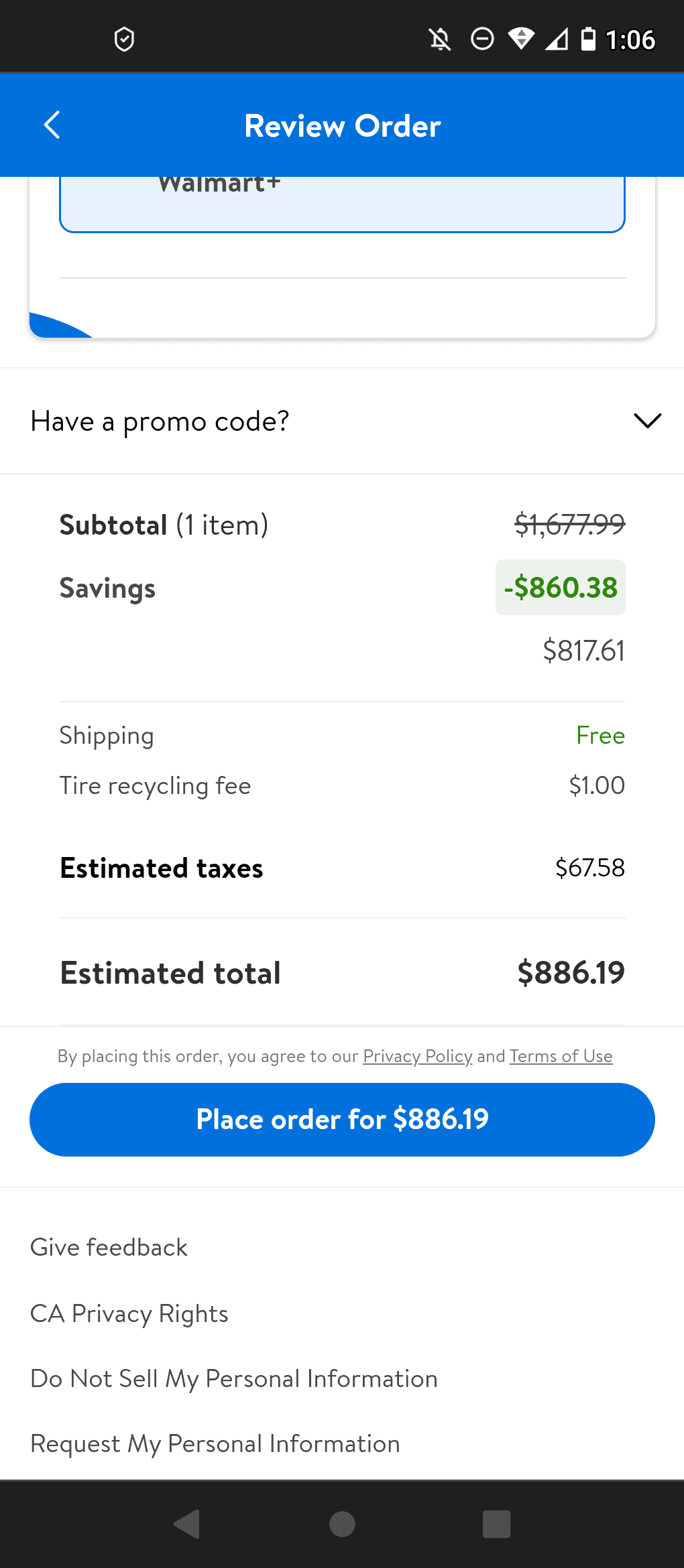 Jeep Gladiator Walmart tire deal again, 315/70r17 cooper STT pro's Screenshot_20221118-010659