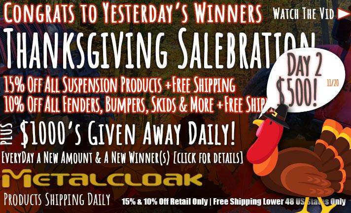 Jeep Gladiator Metalcloak's Biggest Sale Ever - Thanksgiving Sale-bration starts now! MetalcloakBlackFriday-2022-Day2-Mobile