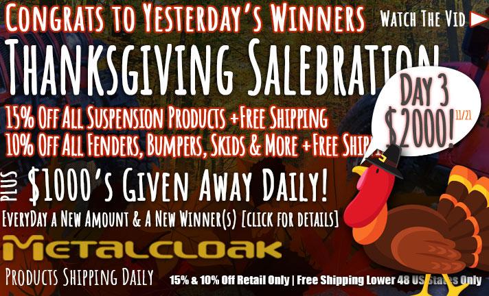Jeep Gladiator Metalcloak's Biggest Sale Ever - Thanksgiving Sale-bration starts now! MetalcloakBlackFriday-2022-Day3-Mobile