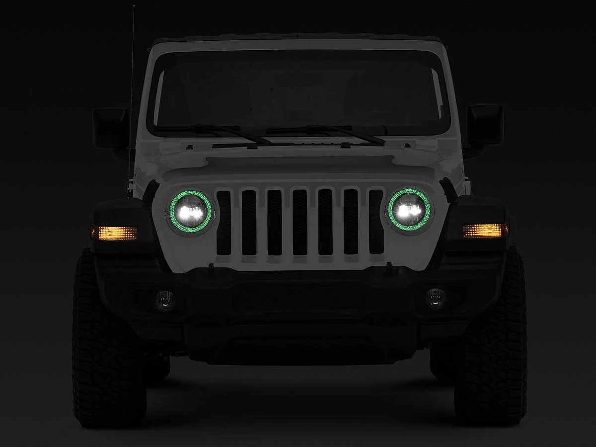 Jeep Gladiator Axial 9-Inch LED Headlights with RGB Halo; Black Housing; Clear Lens JG5733_alt4