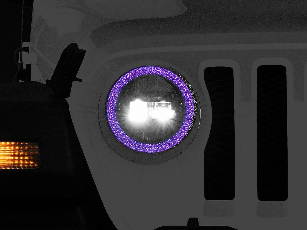 Jeep Gladiator Axial 9-Inch LED Headlights with RGB Halo; Black Housing; Clear Lens JG5733