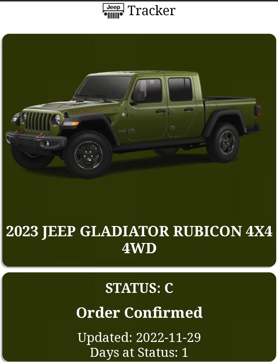 Jeep Gladiator 2023 Jeep Gladiator Order…What step are you in? Screenshot_20221130_112731