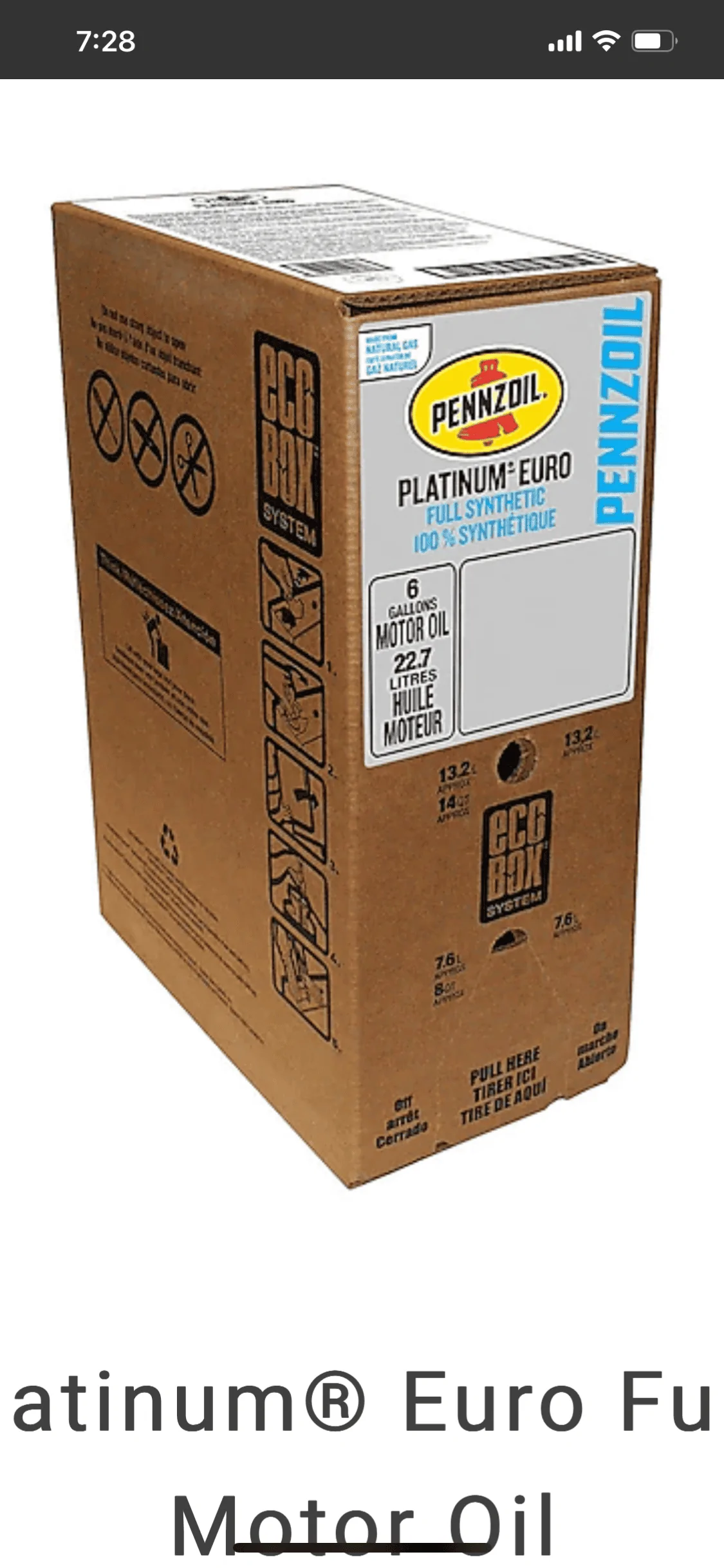 Jeep Gladiator Pennzoil platinum euro- 6 gallon container BAA54210-D250-4C84-80F7-42A0AB6BA248