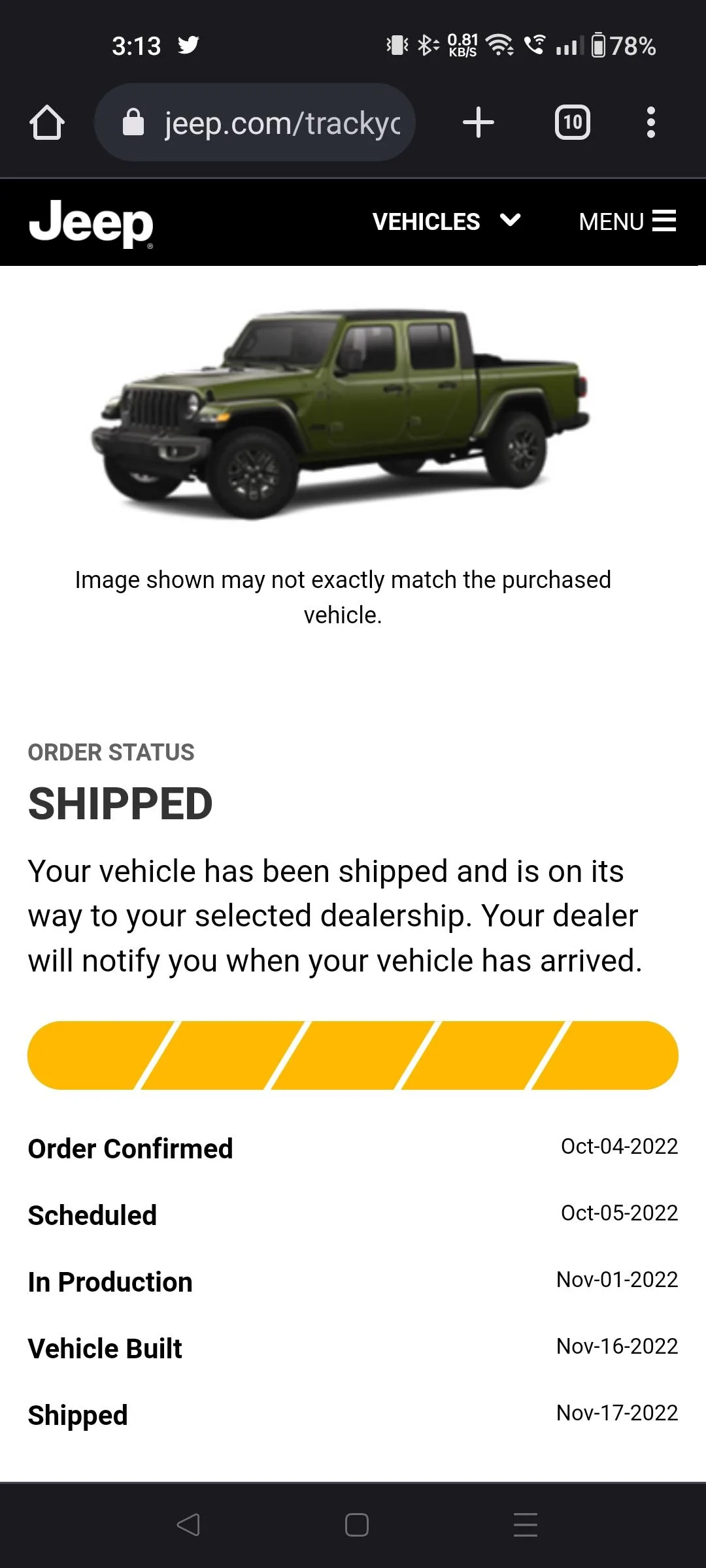 Jeep Gladiator 2023 Jeep Gladiator Order…What step are you in? Screenshot_2022-12-01-15-13-18-84_40deb401b9ffe8e1df2f1cc5ba480b12