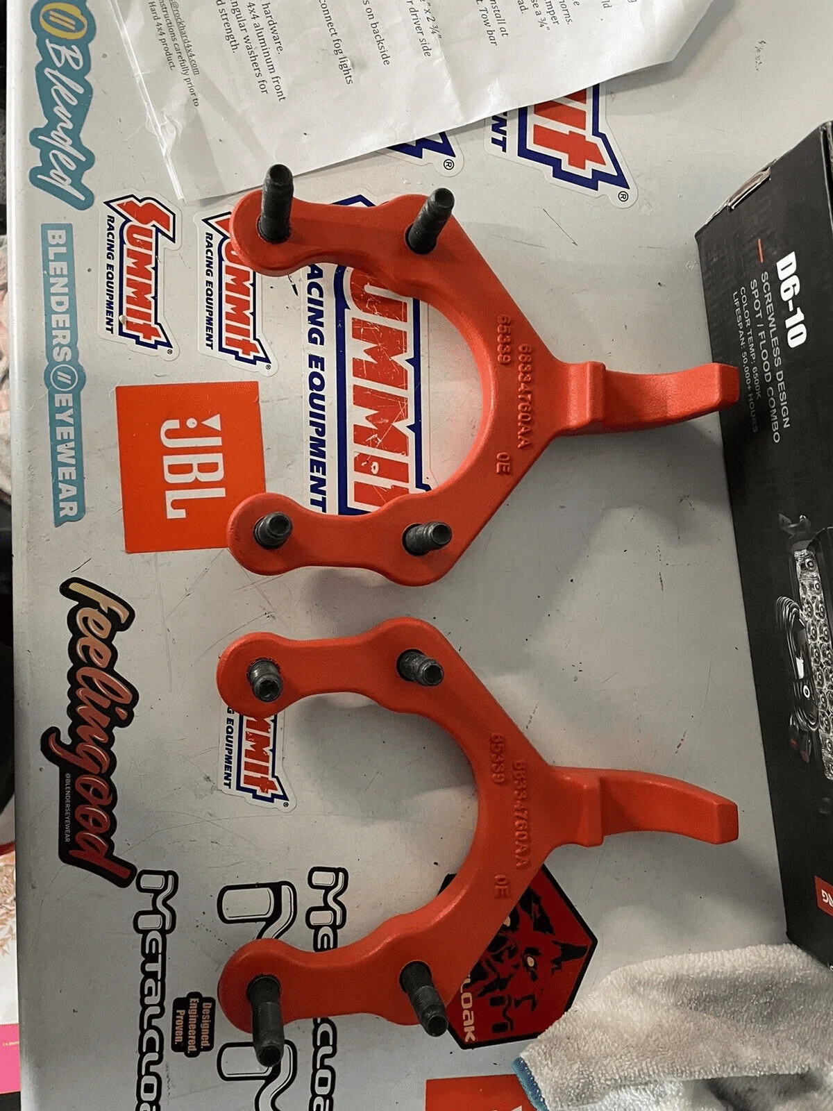 Jeep Gladiator New Orange Mojave rear tow hook & 2 used front tow hooks 1670540432666