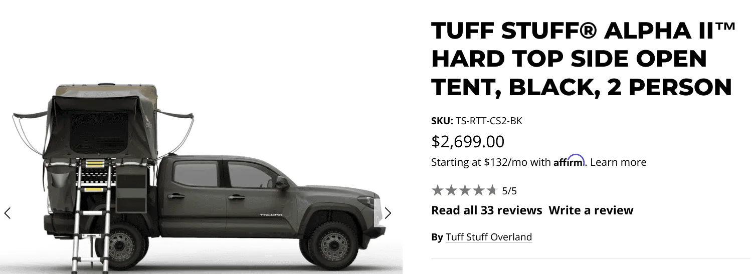 Jeep Gladiator TuffStuff Alpha II Roof Top Tent and Annex, Hoist Screenshot 2022-11-23 2.51.44 PM