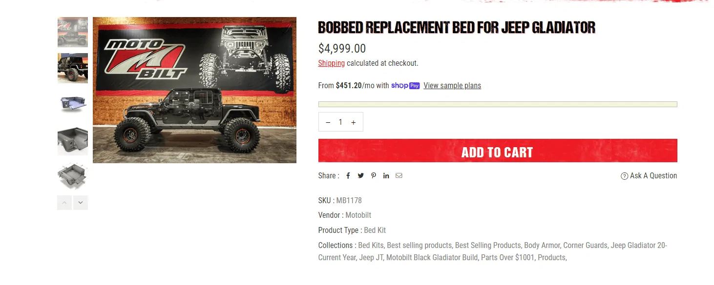 Jeep Gladiator Motobilt Bobbed Bed 1671565510152