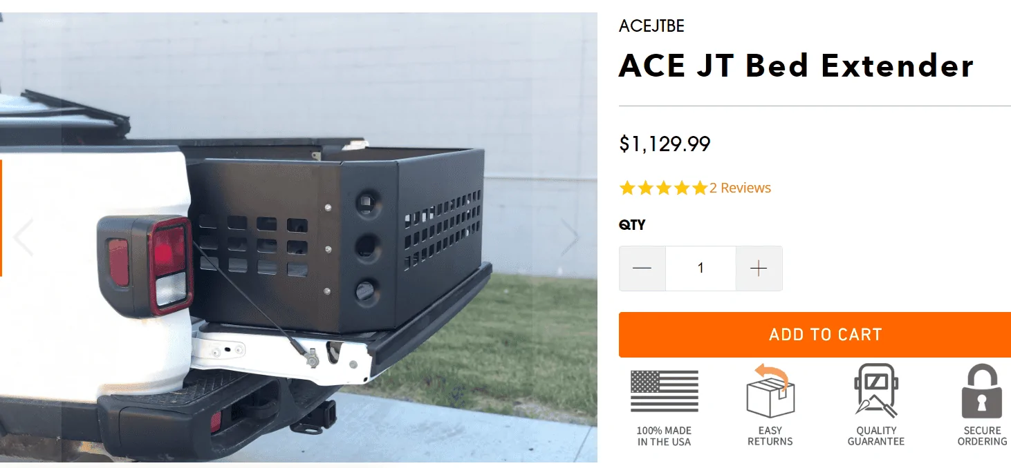 Jeep Gladiator Installed ACE bed extender 1671648402515