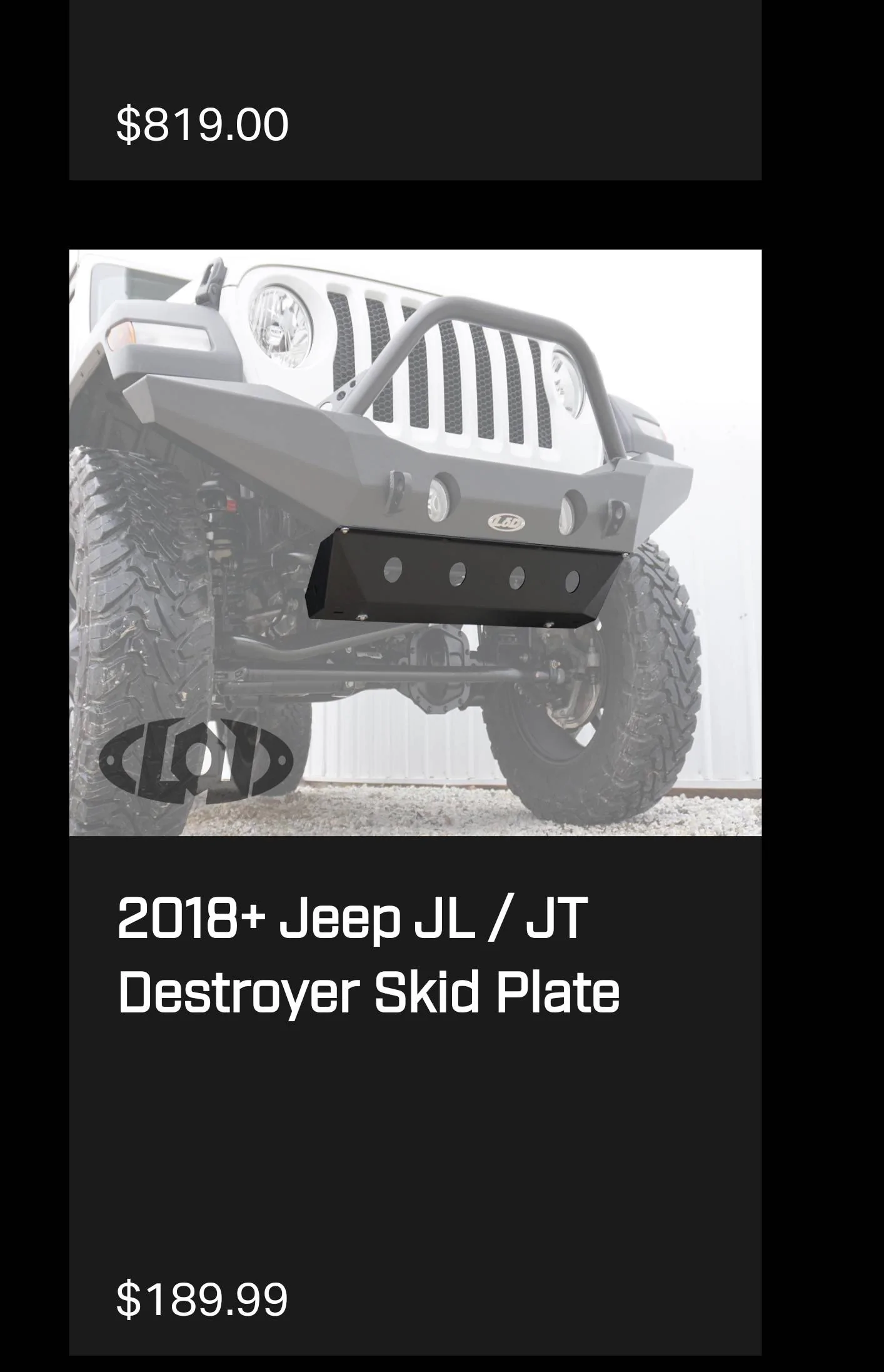 Jeep Gladiator $500 LOD Destroyer Stinger Front bumper and skid plate Screenshot_20221223_153824_Chrom