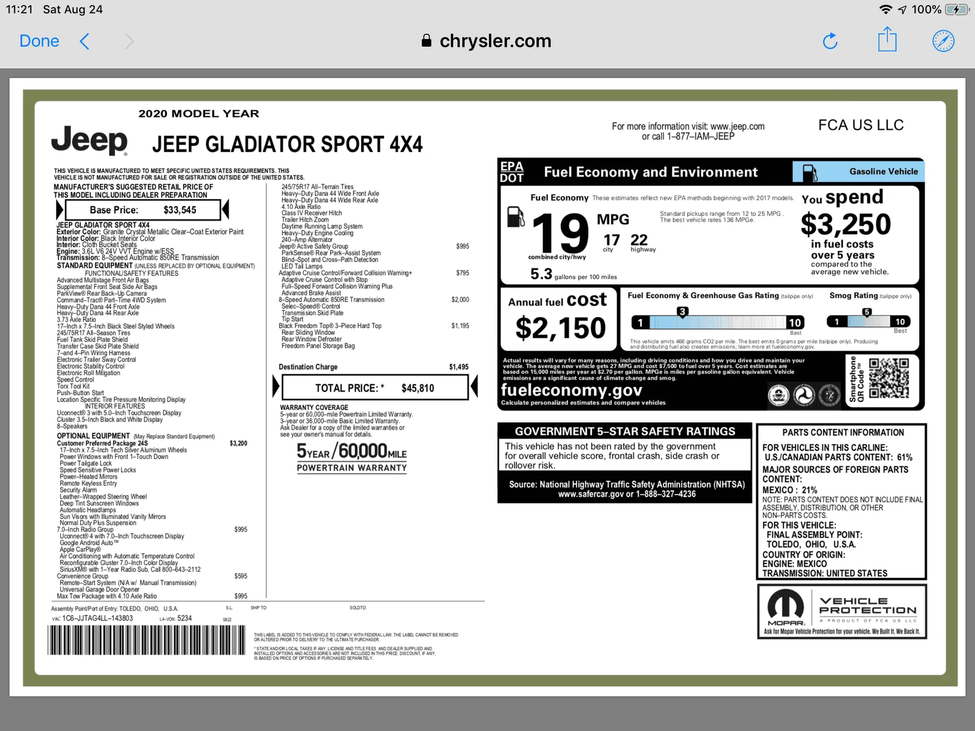 Jeep Gladiator First Granite Crystal VIN# Post Here 7288D6CB-A06C-491B-B80B-F63EF4D19FD5