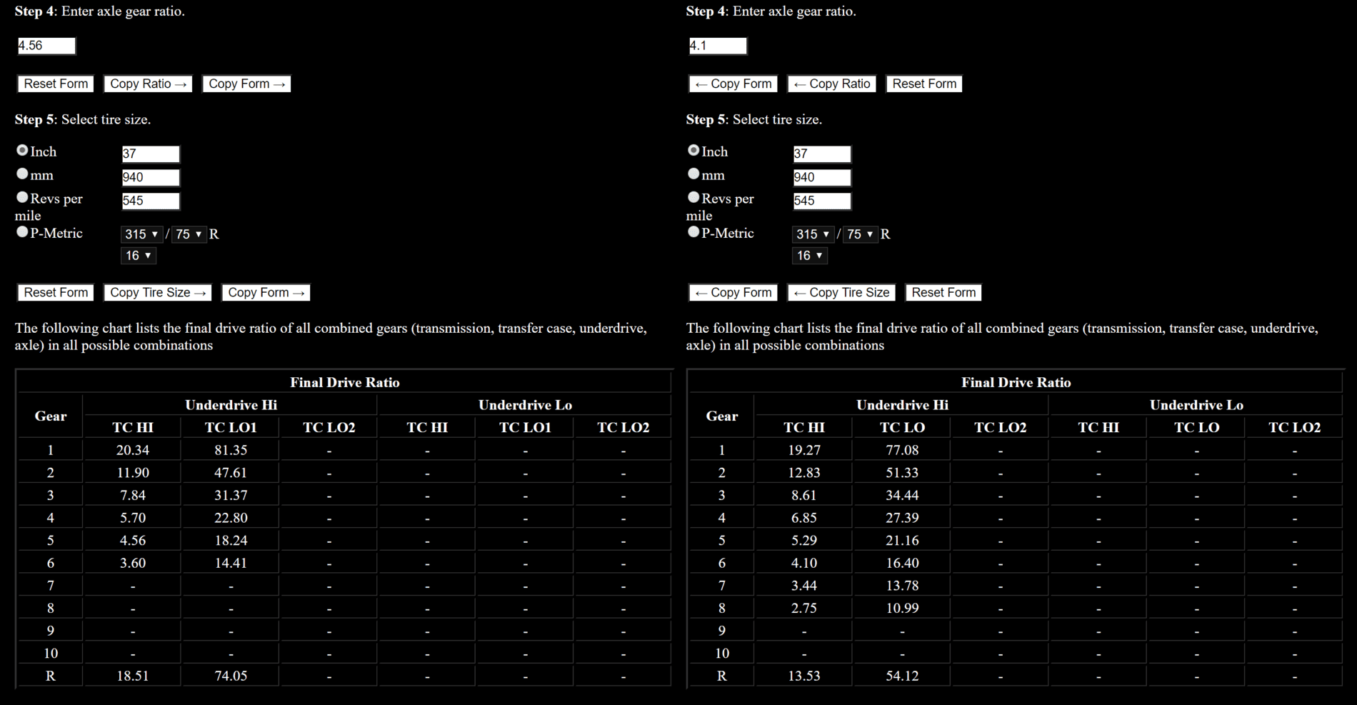 Jeep Gladiator Regearing calculator JK VS JT Gearing 2.PNG