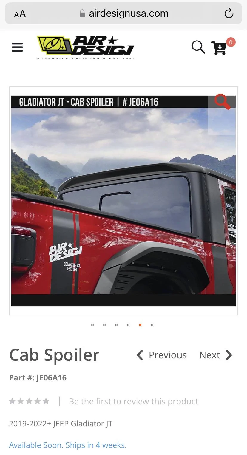 Jeep Gladiator Airdesign Cab Spoiler - installed photos / feedback / review? 67864721-0DA0-4AD0-A753-94B780677B32