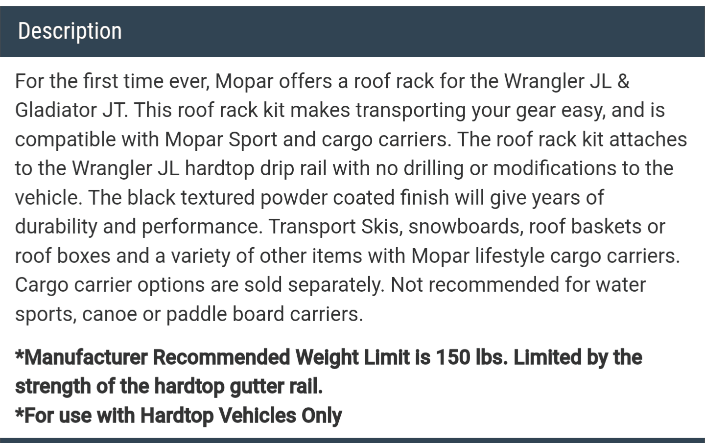 Jeep Gladiator Rain Gutter Roof Rack  on hard top- Safe or not? Screenshot_20230102-223843
