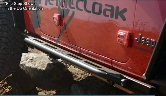 Jeep Gladiator Steps that work with OEM Rock Sliders? 6353-jt-gladiator-overland-rocker-flip-step-kit-61~2