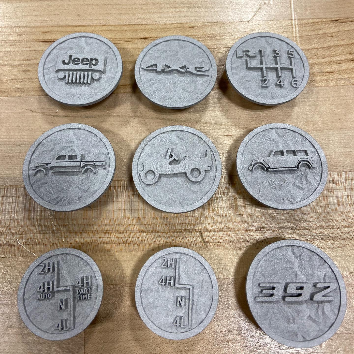 Jeep Gladiator 3D Printed Stainless Steel Shifter Inserts!!! 201041158_10119675320861094_4551151524072013211_n