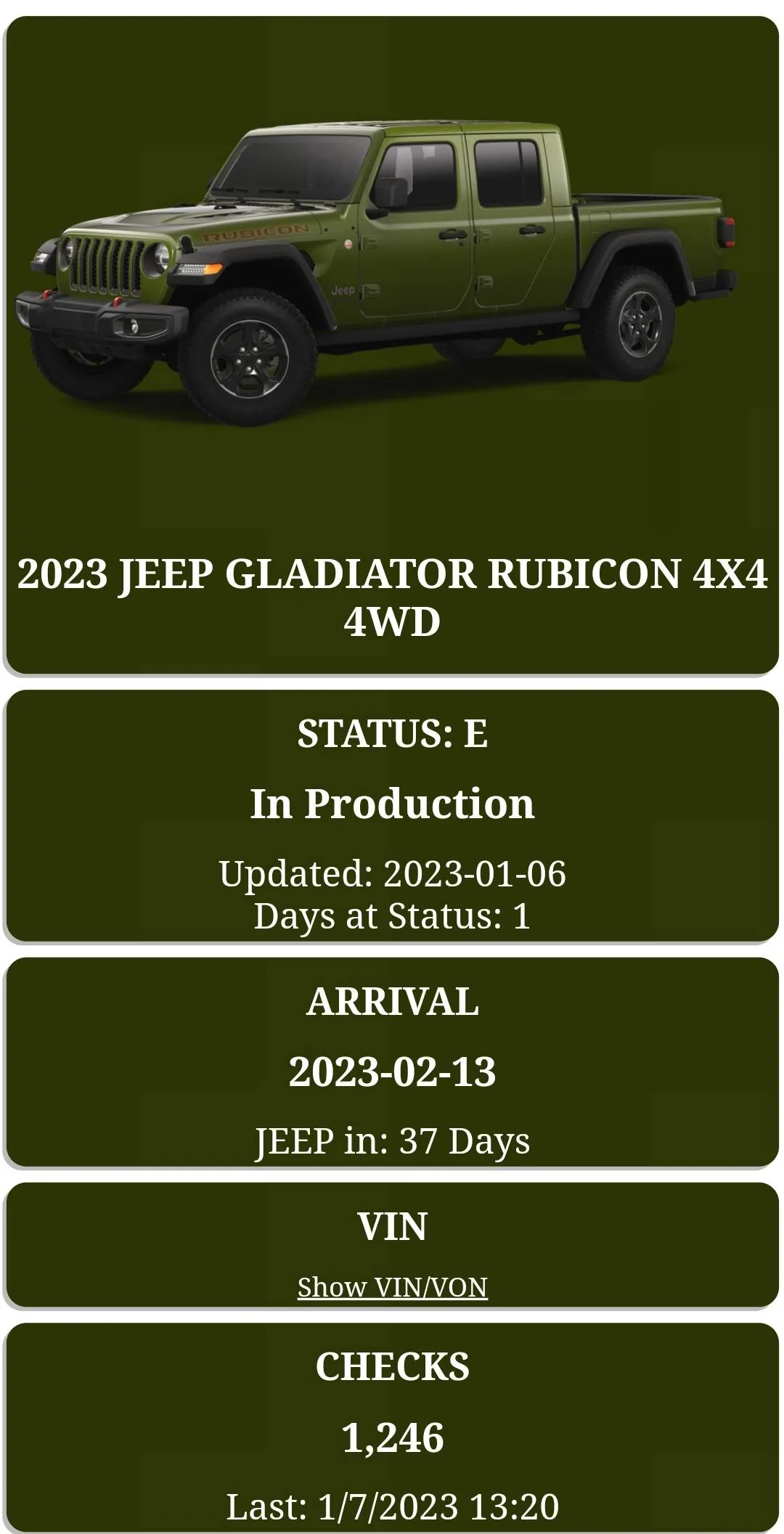 Jeep Gladiator 2023 Jeep Gladiator Order…What step are you in? Screenshot_20230107_121034