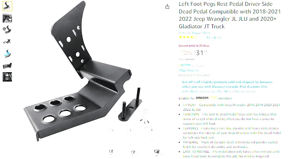 Jeep Gladiator M.O.R.E. Dead Pedal:  More than a foot rest. 1673551937626