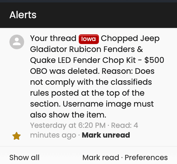 Jeep Gladiator ⚠️ Announcing New Member’s Marketplace / Classifieds Section Rules Screen Shot 2023-01-14 at 1.32.39 PM