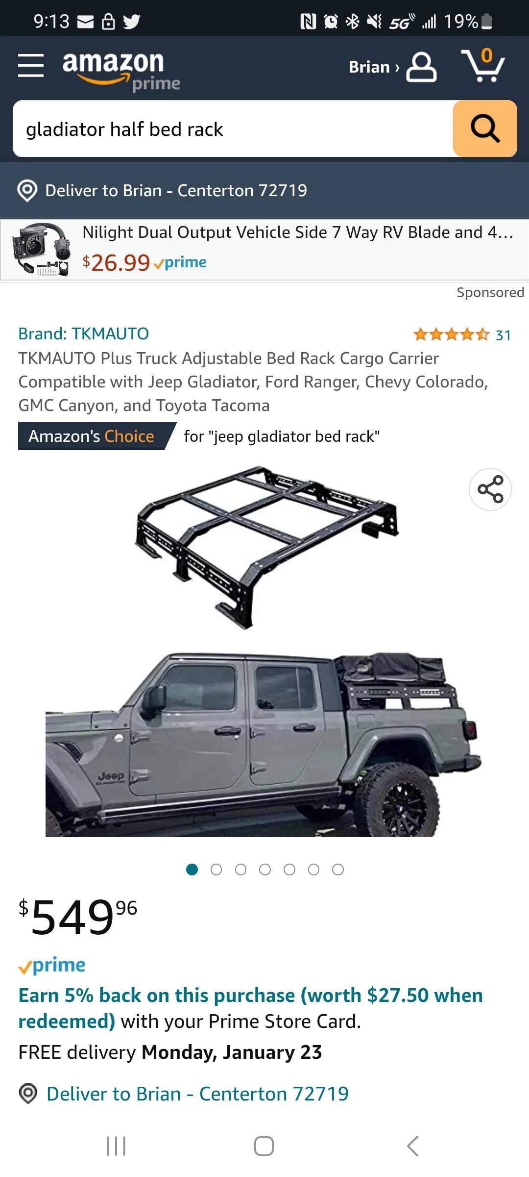 Jeep Gladiator Amazon bed racks. Screenshot_20230115_211356_Samsung Internet