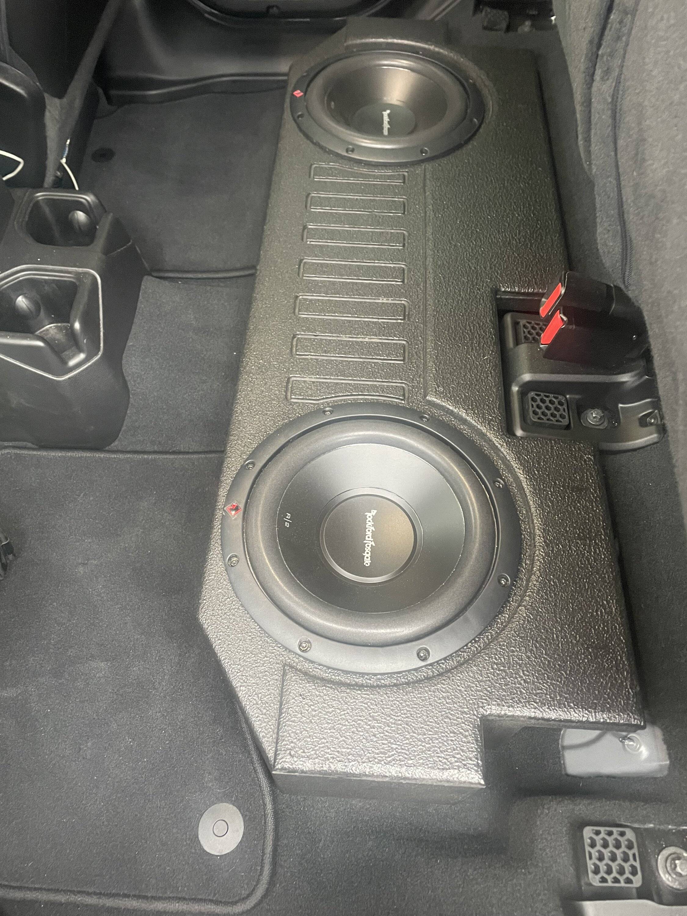 Jeep Gladiator Anyone have ideas for a subwoofer under the seat box besides JL Audio? IMG_1329.JPG