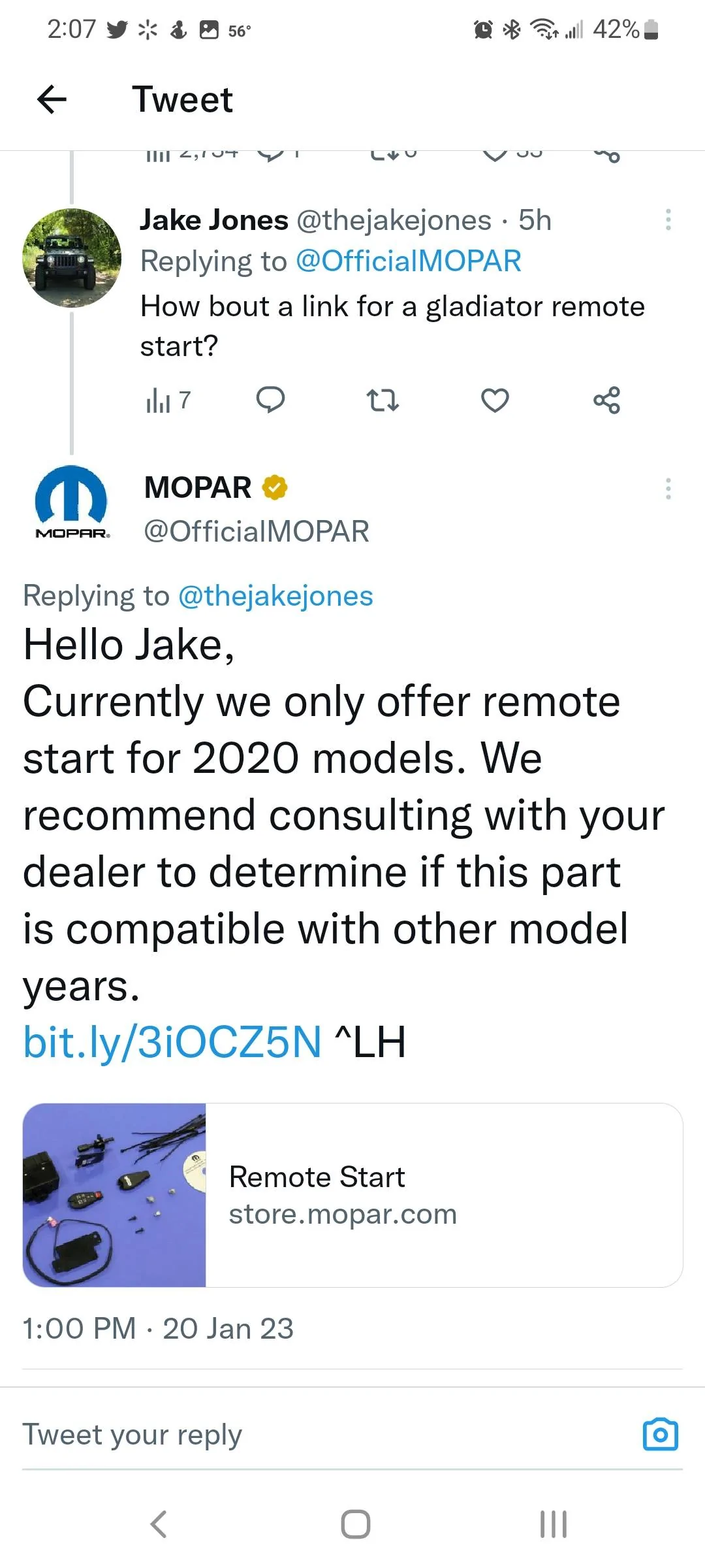 Jeep Gladiator Can JScan detect if i have modules and antenna for remote start? Screenshot_20230120-140704_Twitter