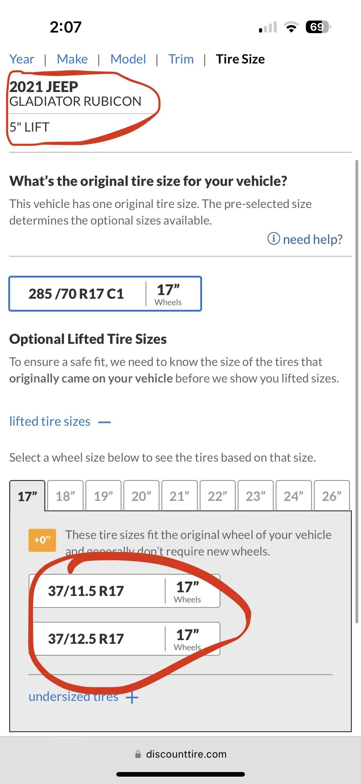 Jeep Gladiator Discount tire requires valid vehicle for 35" tire order DB4D77EF-CD5B-487A-BB54-29D374594EC2