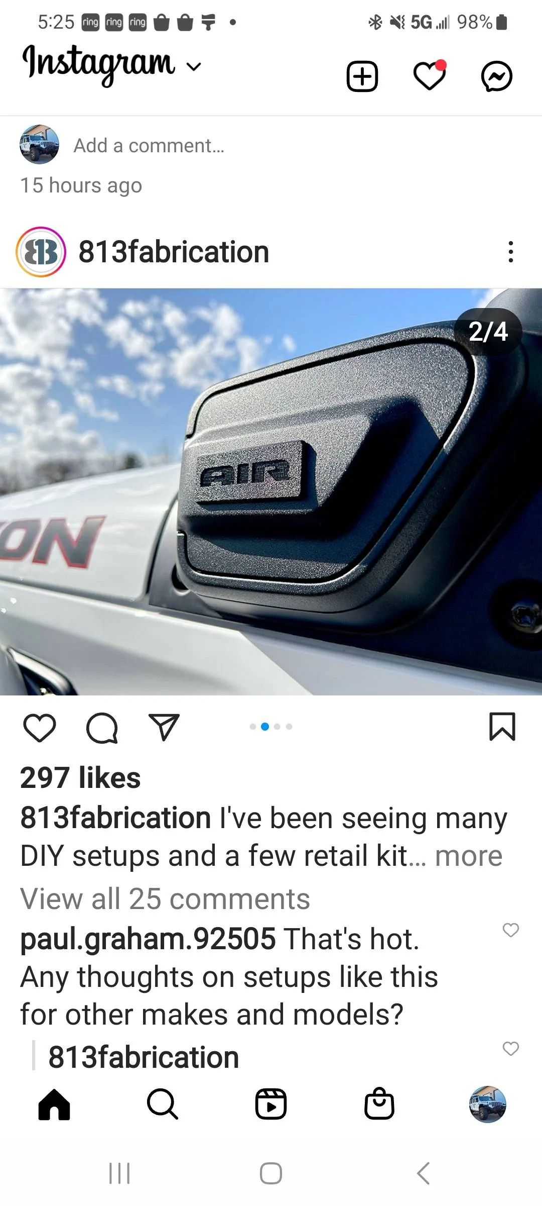Jeep Gladiator Wrangler 4XE charge port cowl repurposed for ARB on-board air connection Screenshot_20230123_052550_Instagram
