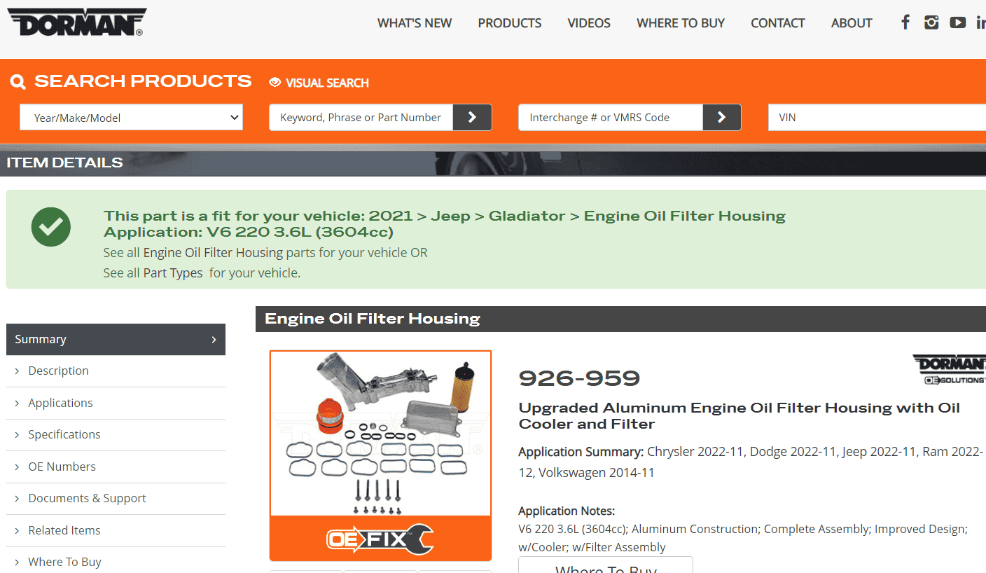 Jeep Gladiator Oil Filter Housing ('19 GC LTD but, same 3.6L as our Glads...) 1675342250124