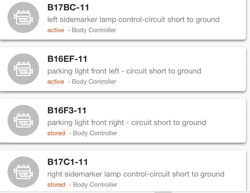 Jeep Gladiator DRL and Side Marker Problem. codes