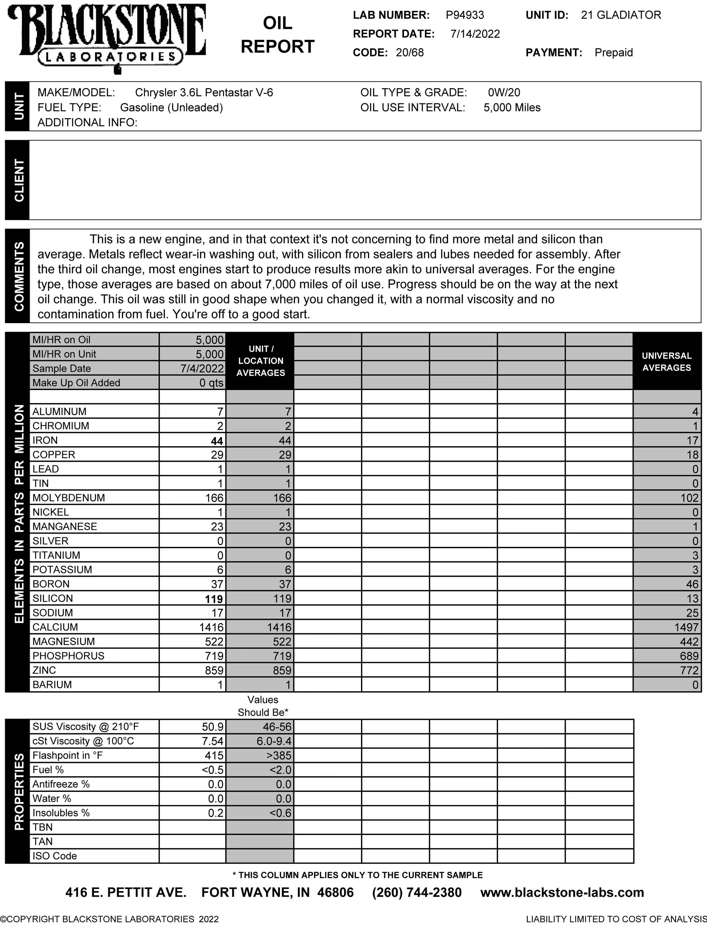Jeep Gladiator When to get a first service done 5000 Oil Report