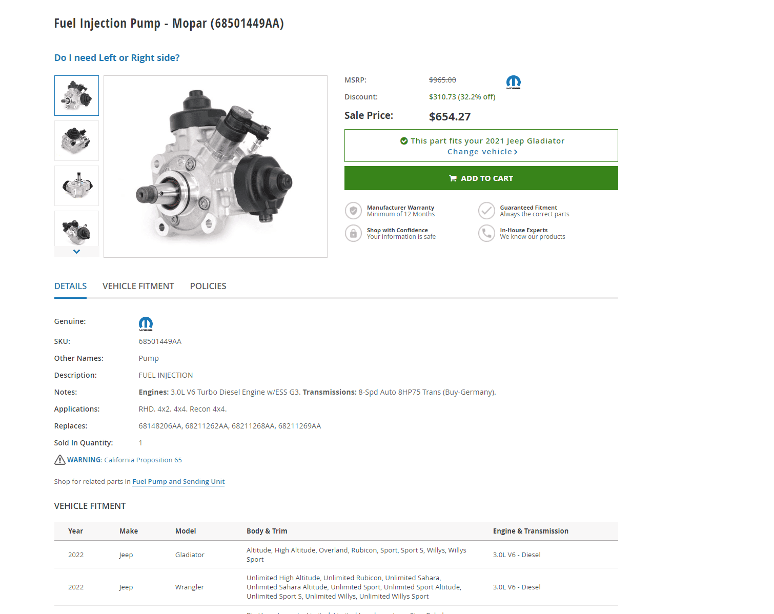 Jeep Gladiator CP4 Fuel Pump EcoDiesel Recall 1676046933682