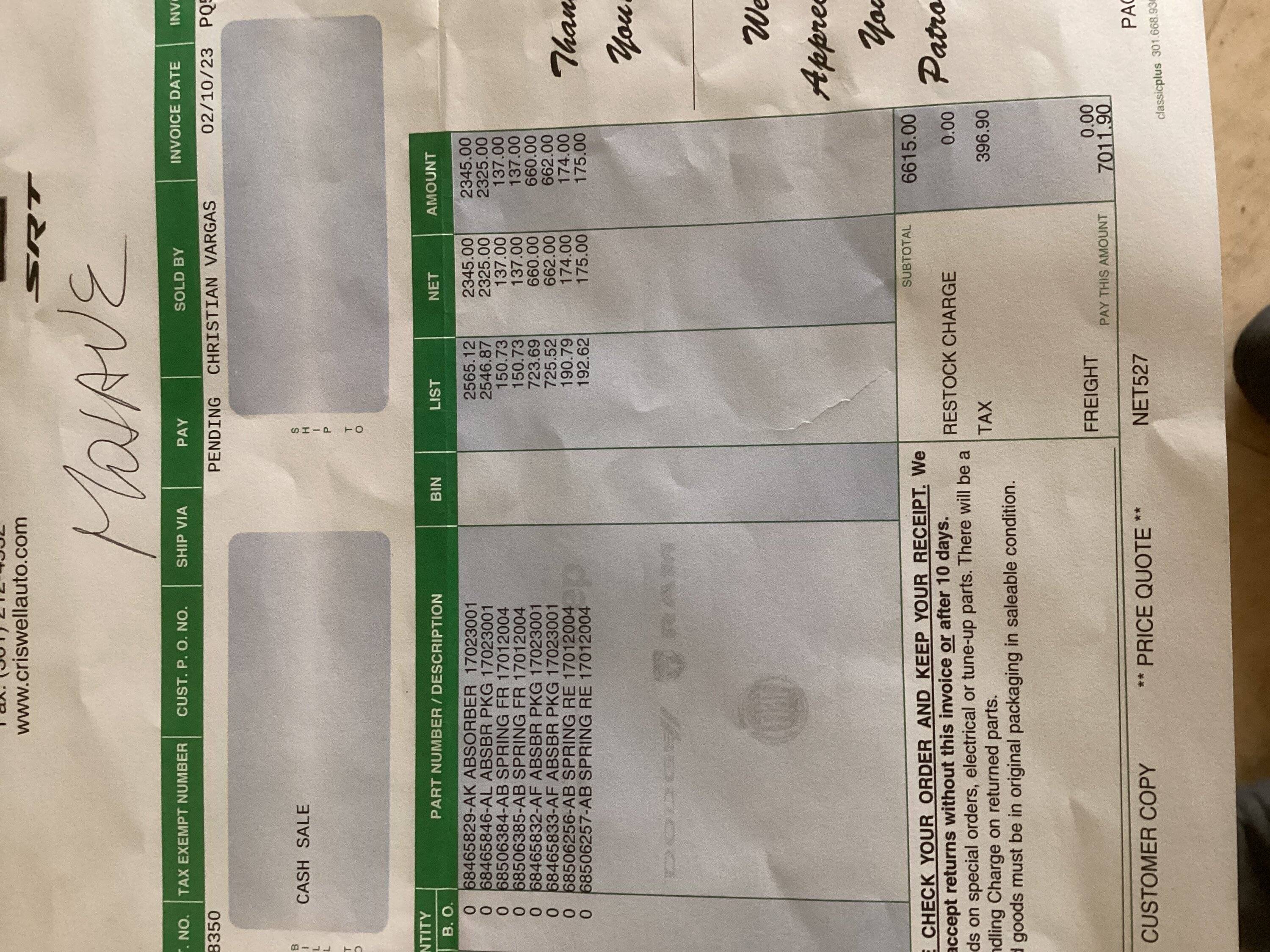 Jeep Gladiator Rubicon & Mohave suspension # and $ parts 13CCA185-41D6-49A2-B72E-0AC75490F2EC