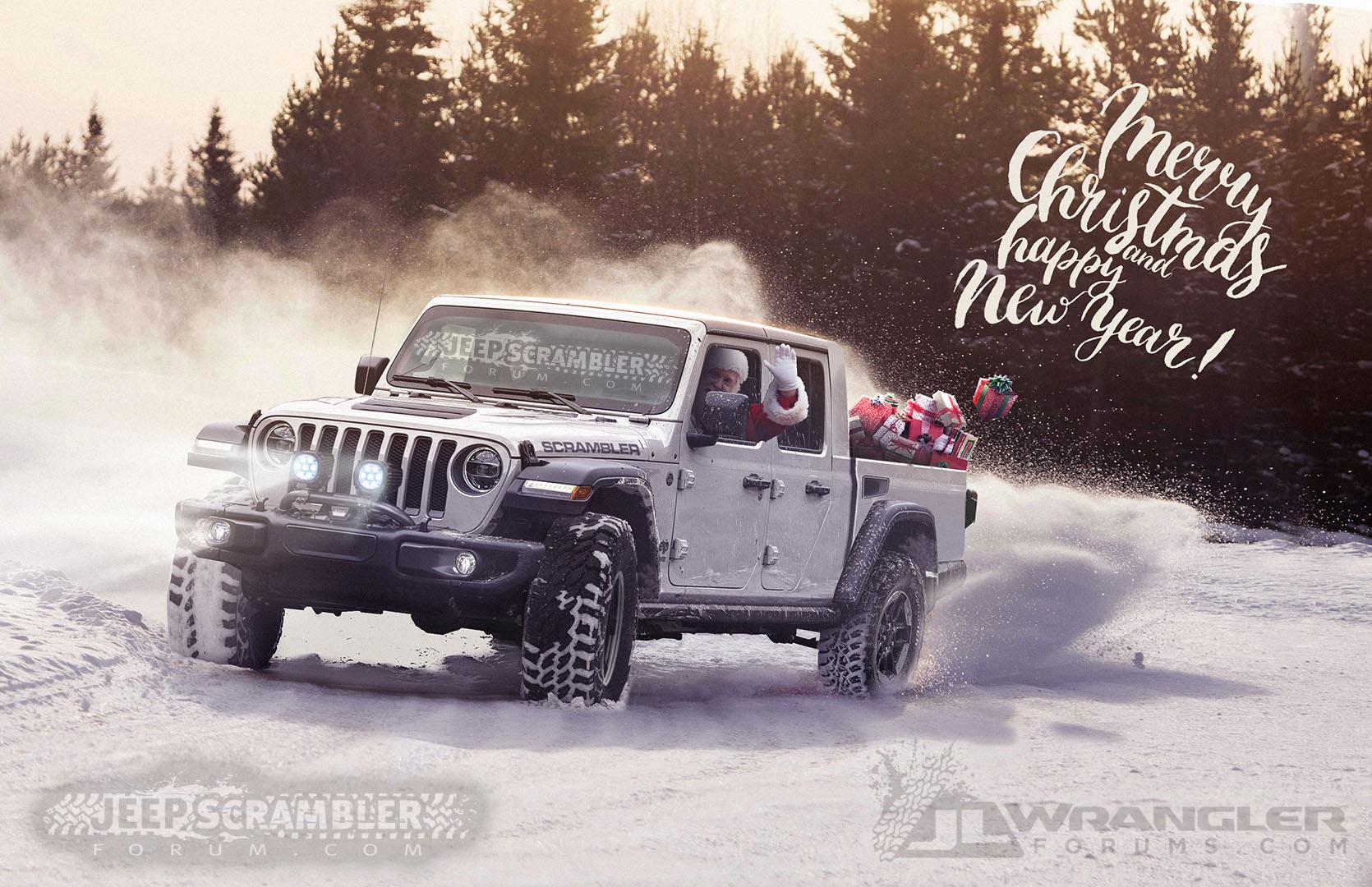 Jeep Gladiator Happy Holidays and Merry Christmas from Us and Santa in his Jeep Gladiator Pickup! jeep-pickup-truck-jt-merry-xmas-