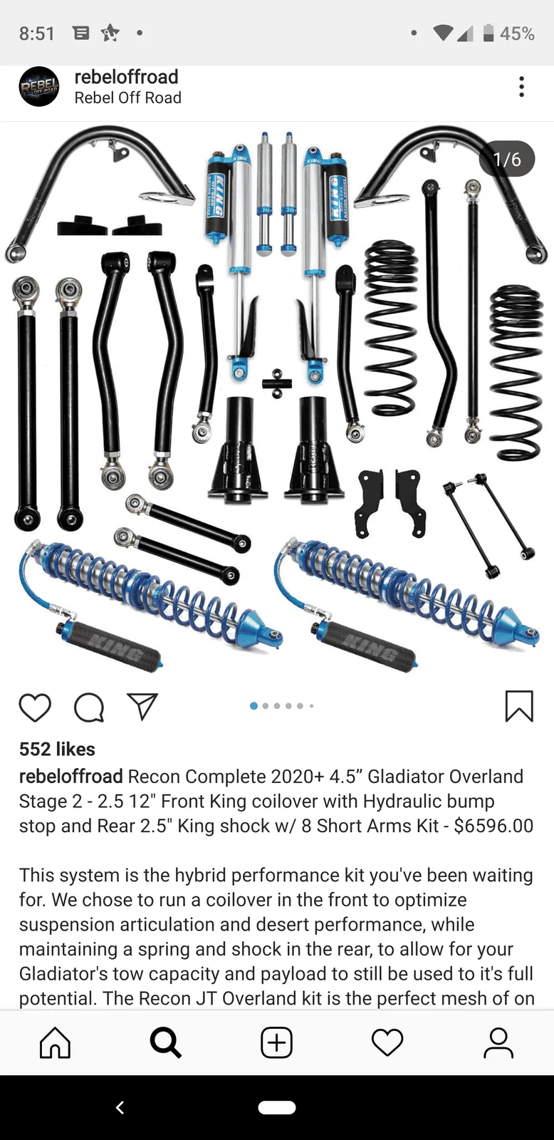 Jeep Gladiator Rebel 4.5" Hybrid Coilover Lift Kit Screenshot_20190901-205114