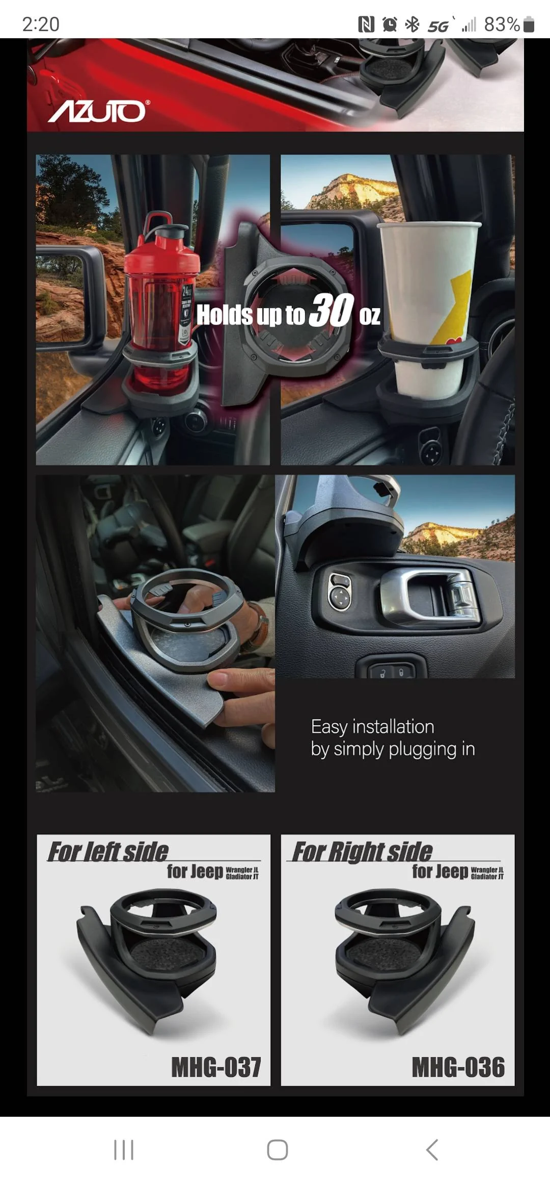 Jeep Gladiator Want to add cupholders Screenshot_20230223_142045_Samsung Internet