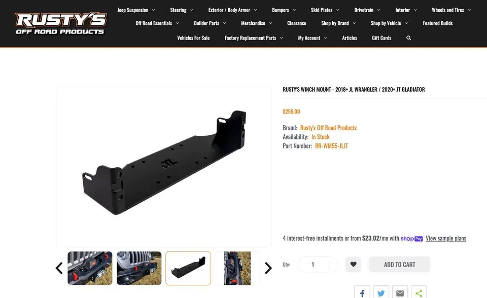 Jeep Gladiator Rusty's Offroad Winch Plate $150 - Charlotte, NC 4